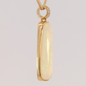 Yellow Gold Blue Green Yellow Orange Solid Australian Crystal Opal Diamond Pendant Necklace