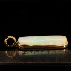 Yellow Gold Blue Green Yellow Orange Solid Australian Crystal Opal Diamond Pendant Necklace
