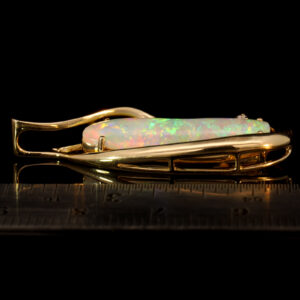 Yellow Gold Blue Green Yellow Orange Red Solid Australian Crystal Opal and Diamond Pendant Necklace