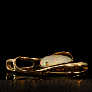 Yellow Gold Blue Green Yellow Orange Solid Australian Crystal Opal and Diamond Pendant Necklace