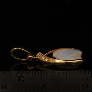 Yellow Gold Blue Green Yellow Orange Pink Solid Australian Crystal Opal and Diamond Pendant Necklace