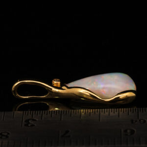 Yellow Gold Blue Green Yellow Orange Pink Solid Australian Crystal Opal and Diamond Pendant Necklace