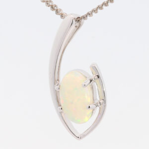 White Gold Blue Green Yellow Orange Solid Australian Crystal Opal Pendant Necklace