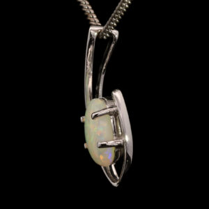 White Gold Blue Green Yellow Orange Solid Australian Crystal Opal Pendant Necklace