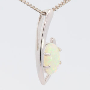 White Gold Blue Green Yellow Orange Solid Australian Crystal Opal Pendant Necklace
