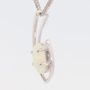 White Gold Blue Green Yellow Orange Solid Australian Crystal Opal Pendant Necklace