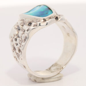 Sterling Silver Blue Green Solid Australian Boulder Opal Ring