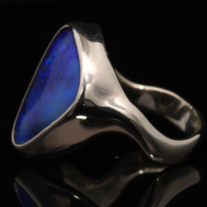 Sterling Silver Blue Purple Solid Australian Boulder Opal Ring