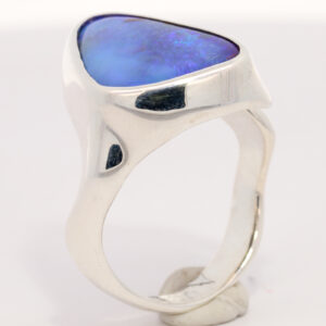 Sterling Silver Blue Purple Solid Australian Boulder Opal Ring