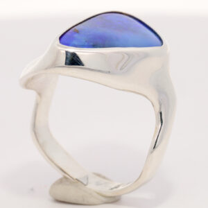 Sterling Silver Blue Purple Solid Australian Boulder Opal Ring
