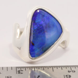 Sterling Silver Blue Purple Solid Australian Boulder Opal Ring