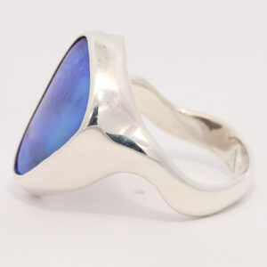 Sterling Silver Blue Purple Solid Australian Boulder Opal Ring