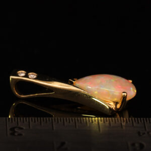 Yellow Gold Blue Green Yellow Orange Pink Solid Australian Crystal Opal and Diamond Pendant Necklace