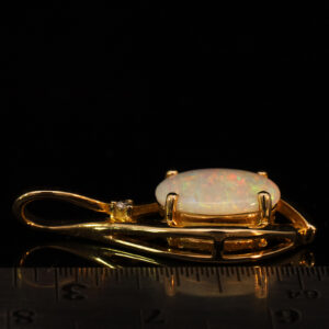 Yellow Gold Blue Green Yellow Orange Pink Solid Australian Crystal Opal and Diamond Pendant Necklace