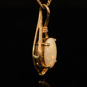 Yellow Gold Blue Green Yellow Orange Pink Solid Australian Crystal Opal and Diamond Pendant Necklace