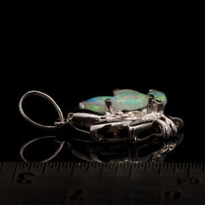 White Gold Blue Green Solid Australian Crystal Opal Pendant Necklace