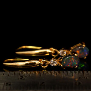 Gold Plated Sterling Silver Blue Green Yellow Orange Red Triplet Opal Earrings