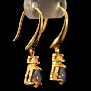Gold Plated Sterling Silver Blue Green Yellow Orange Red Triplet Opal Earrings