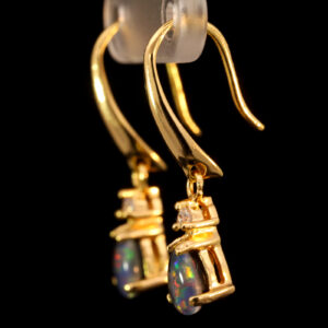 Gold Plated Sterling Silver Blue Green Yellow Orange Red Triplet Opal Earrings
