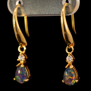 Gold Plated Sterling Silver Blue Green Yellow Orange Red Triplet Opal Earrings