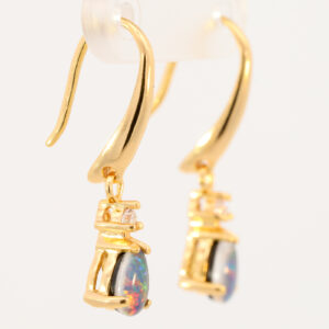 Gold Plated Sterling Silver Blue Green Yellow Orange Red Triplet Opal Earrings
