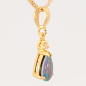 Gold Plated Sterling Silver Red Blue Green Yellow Orange Triplet Opal Pendant Necklace