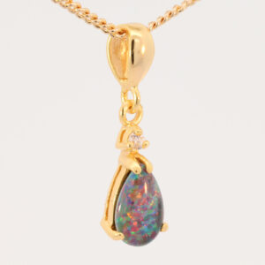Gold Plated Sterling Silver Red Blue Green Yellow Orange Triplet Opal Pendant