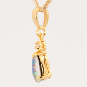 Gold Plated Sterling Silver Red Blue Green Yellow Orange Triplet Opal Pendant Necklace