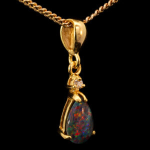 Gold Plated Sterling Silver Red Blue Green Yellow Orange Triplet Opal Pendant