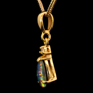 Gold Plated Sterling Silver Red Blue Green Yellow Orange Triplet Opal Pendant Necklace