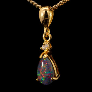Gold Plated Sterling Silver Red Blue Green Yellow Orange Triplet Opal Pendant