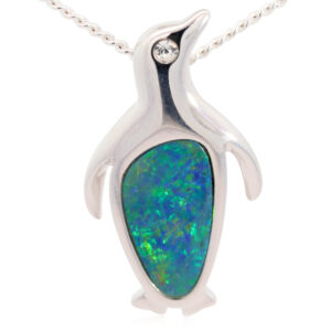 Sterling Silver Blue Green Australian Doublet Opal Pendant Necklace