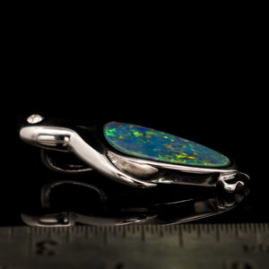 Sterling Silver Blue Green Australian Doublet Opal Pendant Necklace
