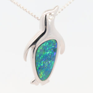 Sterling Silver Blue Green Doublet Opal Pendant