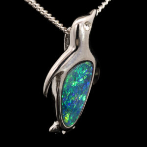 Sterling Silver Blue Green Doublet Opal Pendant
