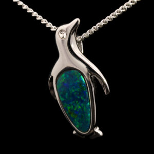 Sterling Silver Blue Green Doublet Opal Pendant