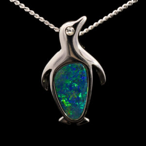 Sterling Silver Blue Green Doublet Opal Pendant