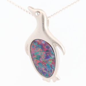 Sterling Silver Blue Green Orange Yellow Red Doublet Opal Pendant