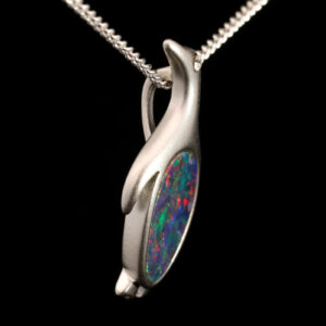 Sterling Silver Blue Green Orange Yellow Red Australian Doublet Opal Pendant Necklace
