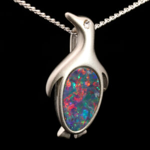 Sterling Silver Blue Green Orange Yellow Red Doublet Opal Pendant