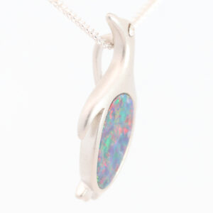 Sterling Silver Blue Green Orange Yellow Red Australian Doublet Opal Pendant Necklace