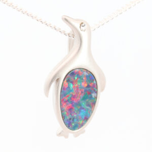 Sterling Silver Blue Green Orange Yellow Red Doublet Opal Pendant