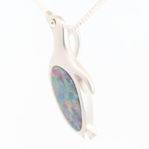Sterling Silver Blue Green Orange Yellow Red Australian Doublet Opal Pendant Necklace