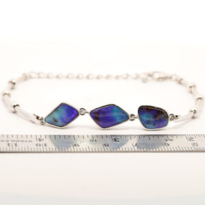 Sterling Silver Blue Green Purple Solid Australian Boulder Opal Bracelet