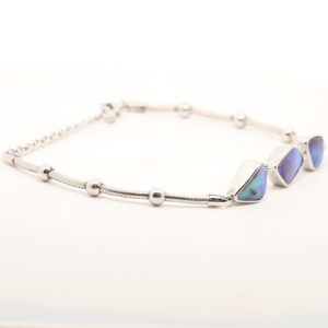 Sterling Silver Blue Green Purple Solid Australian Boulder Opal Bracelet