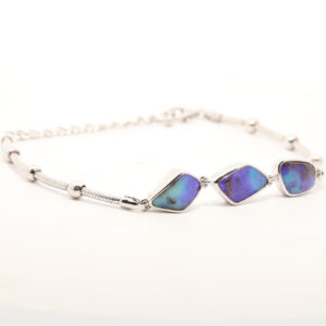 Sterling Silver Blue Green Purple Solid Australian Boulder Opal Bracelet