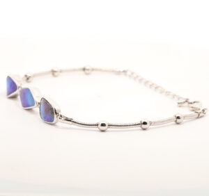 Sterling Silver Blue Green Purple Solid Australian Boulder Opal Bracelet