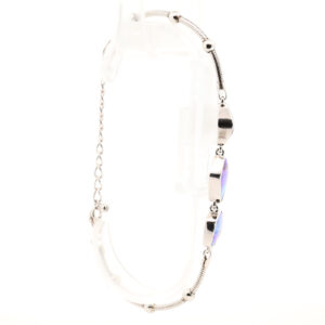 Sterling Silver Blue Green Purple Solid Australian Boulder Opal Bracelet