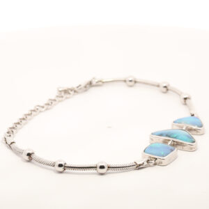 Sterling Silver Blue Green Solid Australian Boulder Opal Bracelet