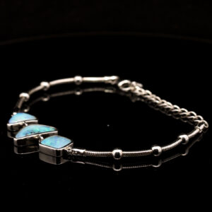 Sterling Silver Blue Green Solid Australian Boulder Opal Bracelet